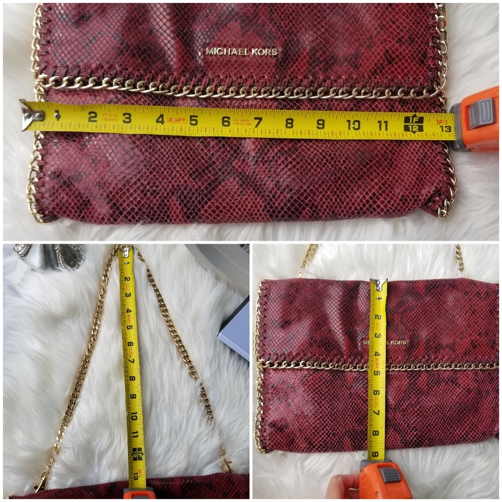 Michael Kors "Chelsea" Python red clutch - Picture 7 of 14